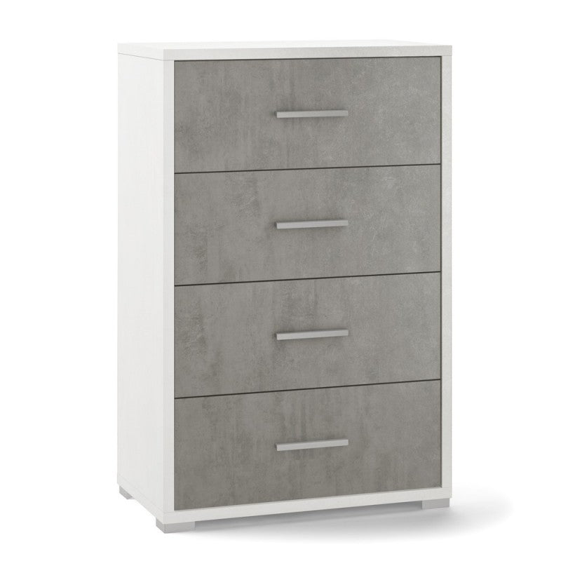 Cómoda de oficina de cuatro cajones en Blanco Cemento 51x41x h110 cm