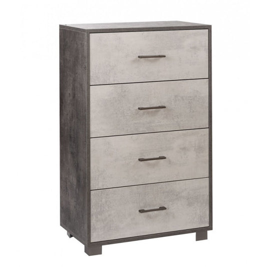 Cómoda de dormitorio con cuatro cajones Negro Blanco 70x41x h112 cm