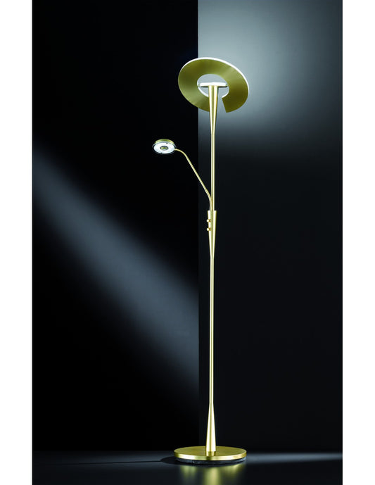 Lámpara de pie LED con foco de lectura regulable Quebec Brass Trio Lighting