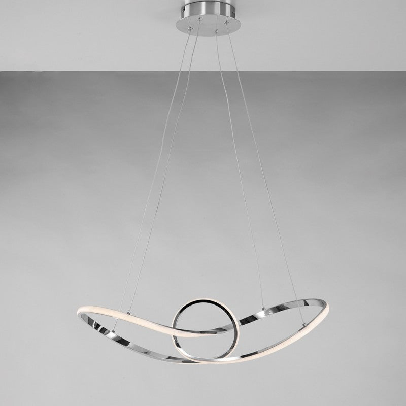 Lámpara colgante de metal cromado pulido con LED integrado 68x24x h 150 cm