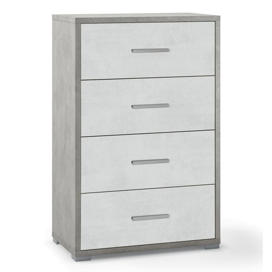 Cómoda de oficina de cuatro cajones en cemento blanco 51x41x h110 cm