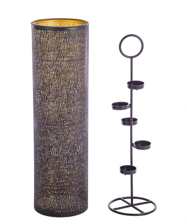 P.Tealight 5P Icelyn Negro-Oro