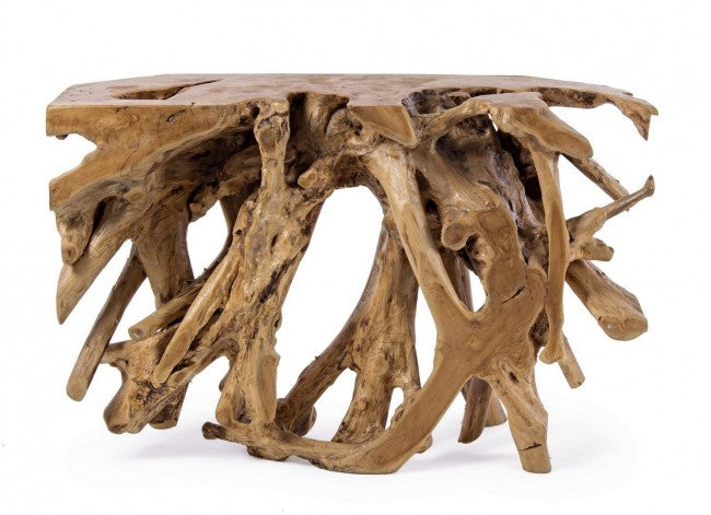 Consola de madera de raíz de teca 120 x 40 x 77 h cm