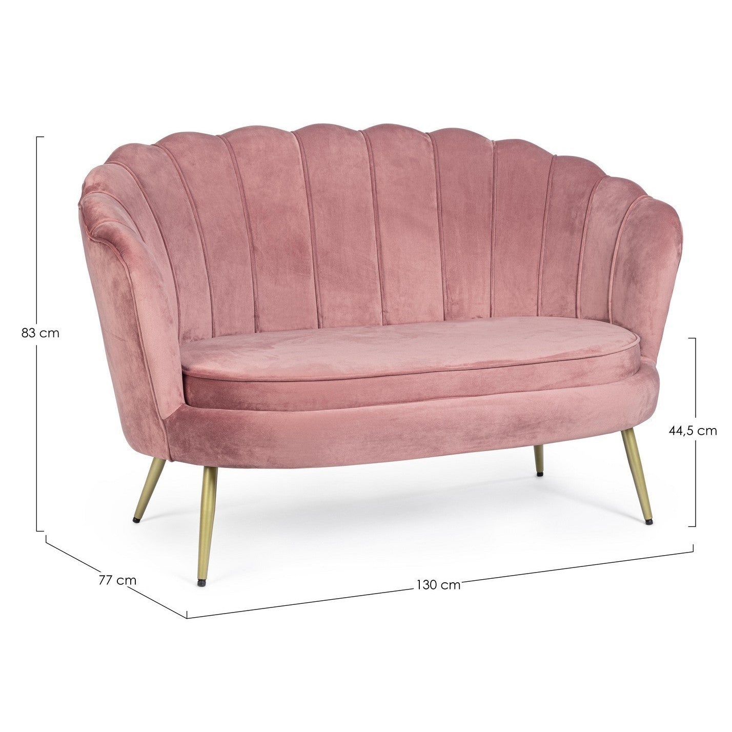 Sofá Giliola de 2 plazas efecto terciopelo rosa antiguo 