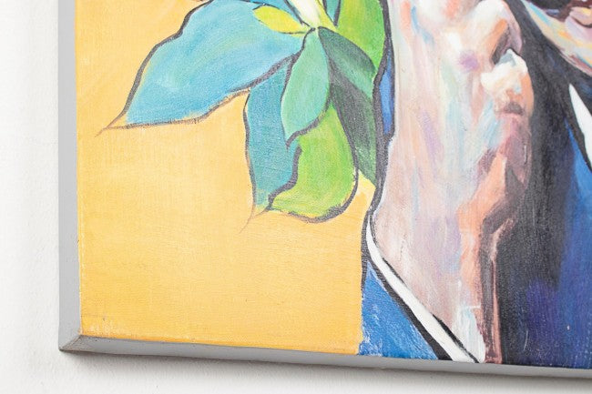 Cuadro al óleo sobre lienzo Pueblo 100x100 cm