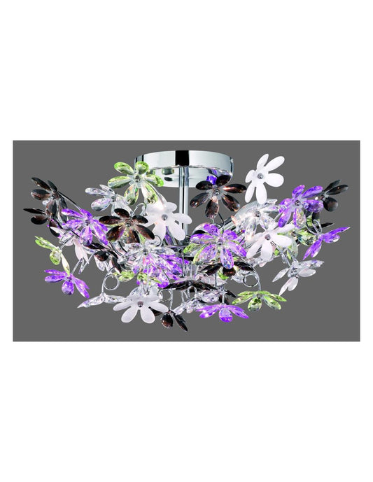 Lámpara de techo Flower 4xE14 Cromo Multicolor Flowers Ø51 cm Trio Lighting
