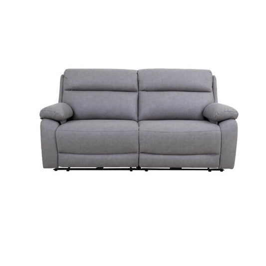 Maxi sofá 2 plazas Siviglia doble sillón reclinable eléctrico nobuk gris claro