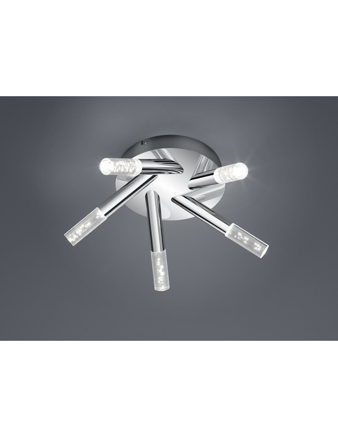 Plafón de baño cromado 5 cilindros LED Bolsa IP44 Trio Lighting