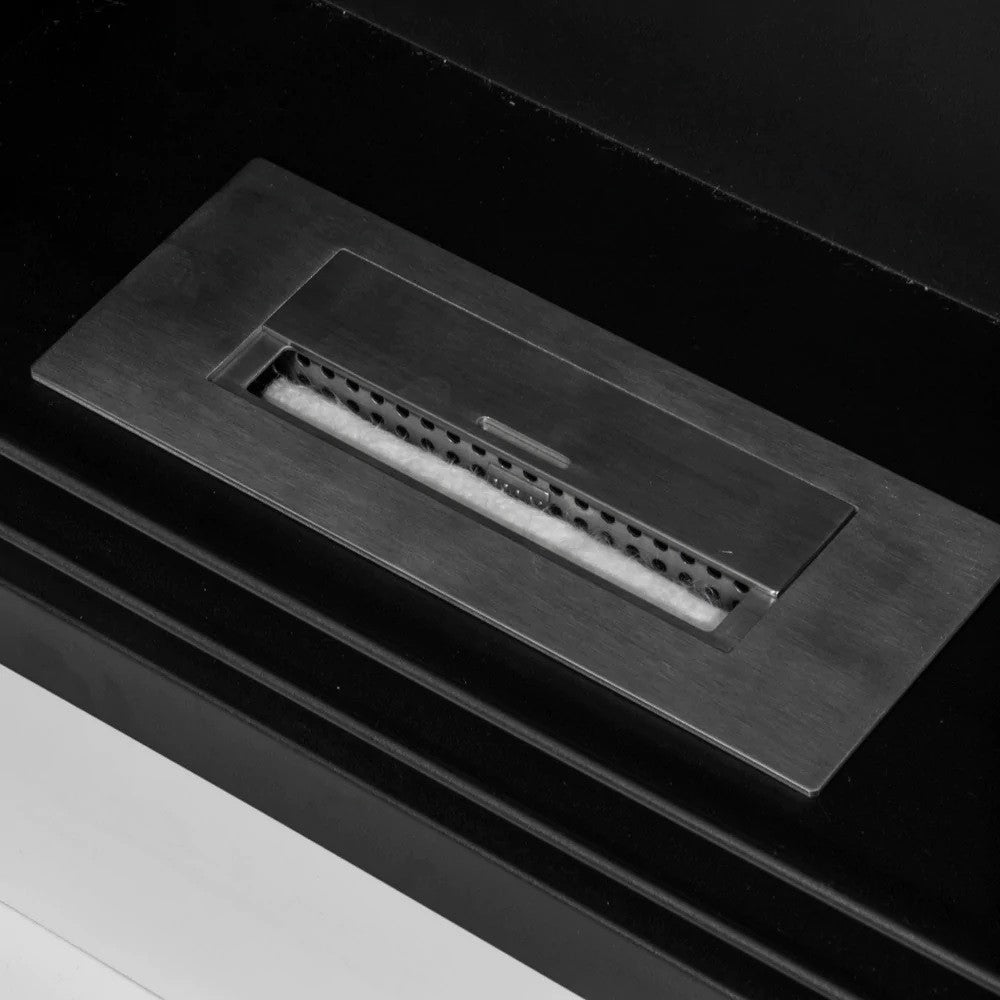 Chimenea de bioetanol Cambridge biochimenea de suelo en madera blanca 110x37xh.102 cm