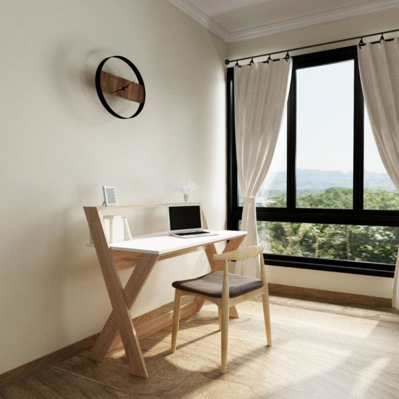 Escritorio estilo escandinavo Alixus blanco natural 113x59xh.97 cm 
