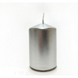 Vela cilíndrica para decoración navideña Plata 5x h8 cm