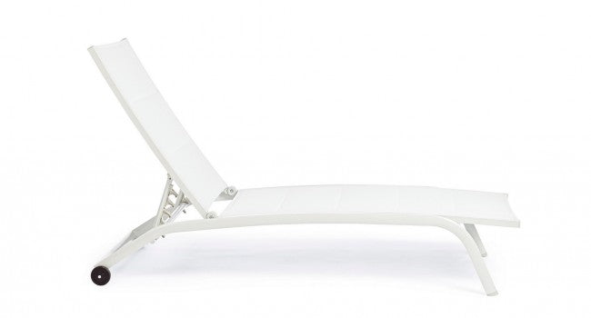 Tumbona de aluminio con ruedas Cleopas blanco-blanco