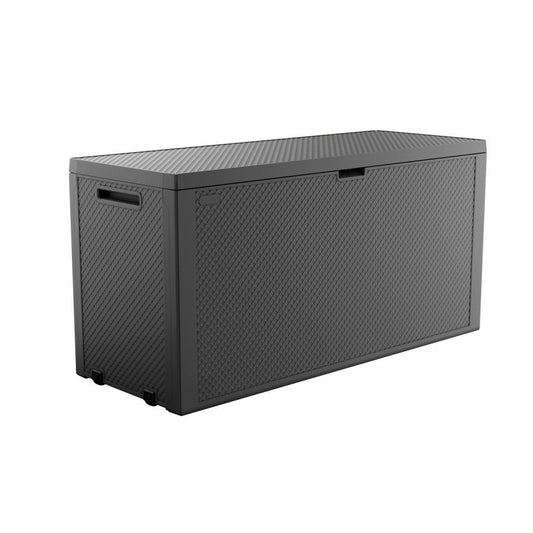 Baúl caja Emily acabado resina tejida grafito 118x45xh.57 cm