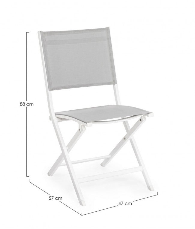 Silla De Exterior En Aluminio Gris Blanco Elin 47X57X H88 Cm