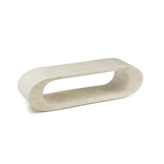 Mesa auxiliar para TV moderna de piedra beige 130 x 35 x h 35 cm