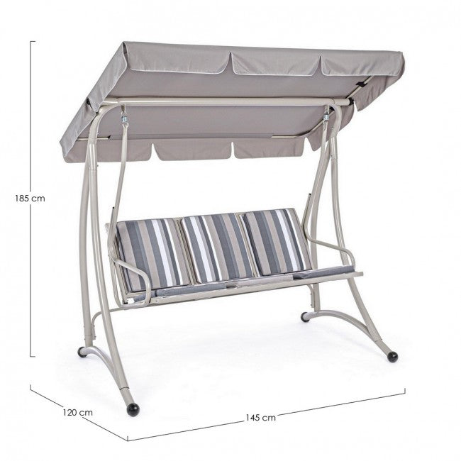 Columpio de acero de tres plazas Marfil GRELY 190x120x h185 cm