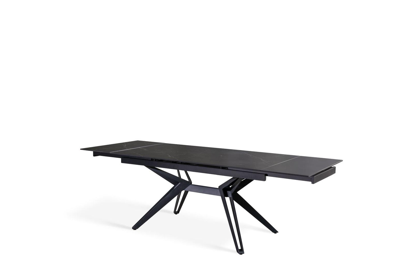 Mesa extensible negro mate 90 cm x 160-240 cm Alt. 76 cm