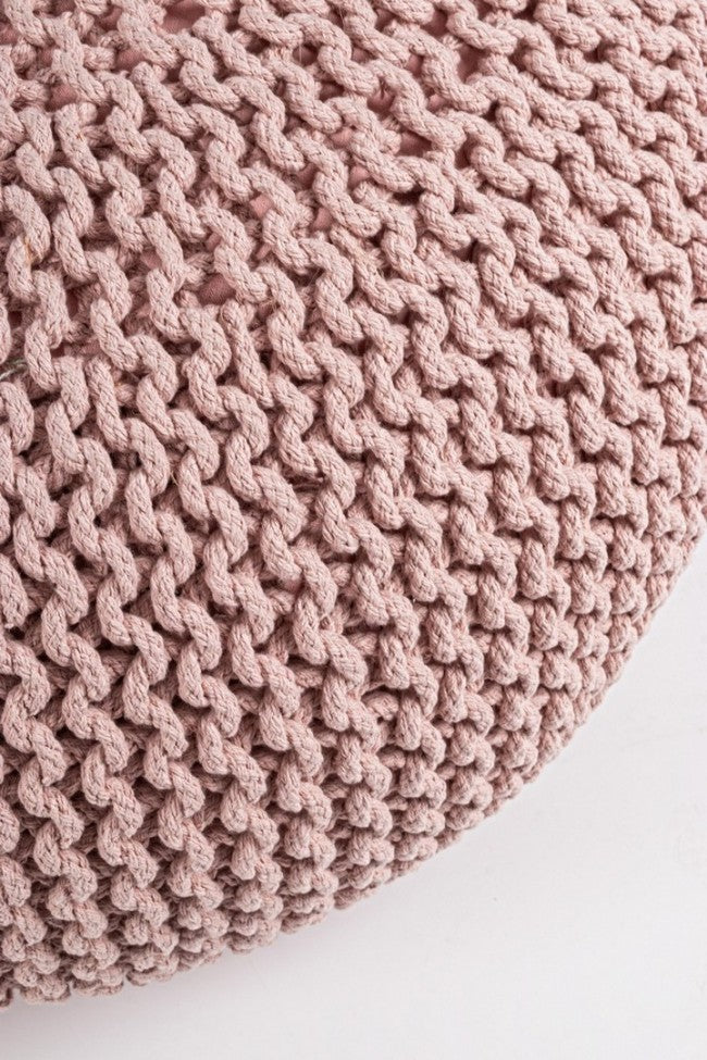 Diseño de mueble puf tejido rosa 80 cm