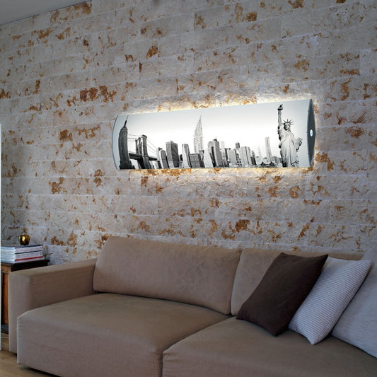 Suspensión LED integrada en plástico blanco cm. 157x42x13h