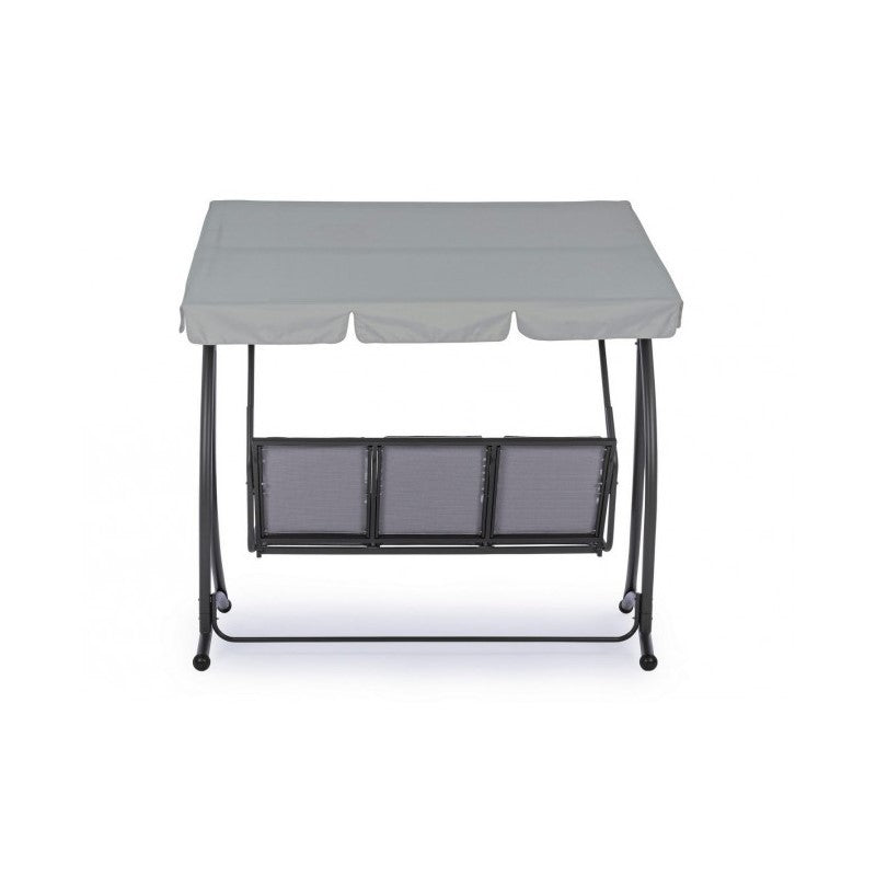 Columpio de acero de tres plazas Antracita GRELY 190x120x h185 cm