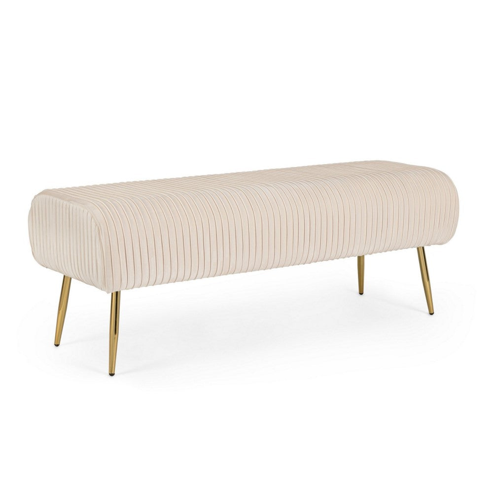 Banco Selena Crema 2 plazas terciopelo 129x45,5x48 cm