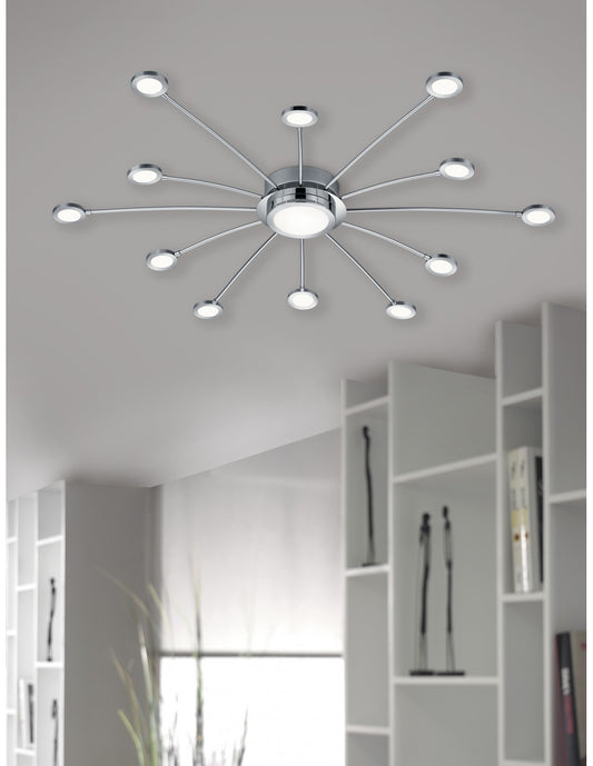 Lámpara de techo moderna 13 LED regulables Bodrum Ø100 cm Cromo Trio Lighting