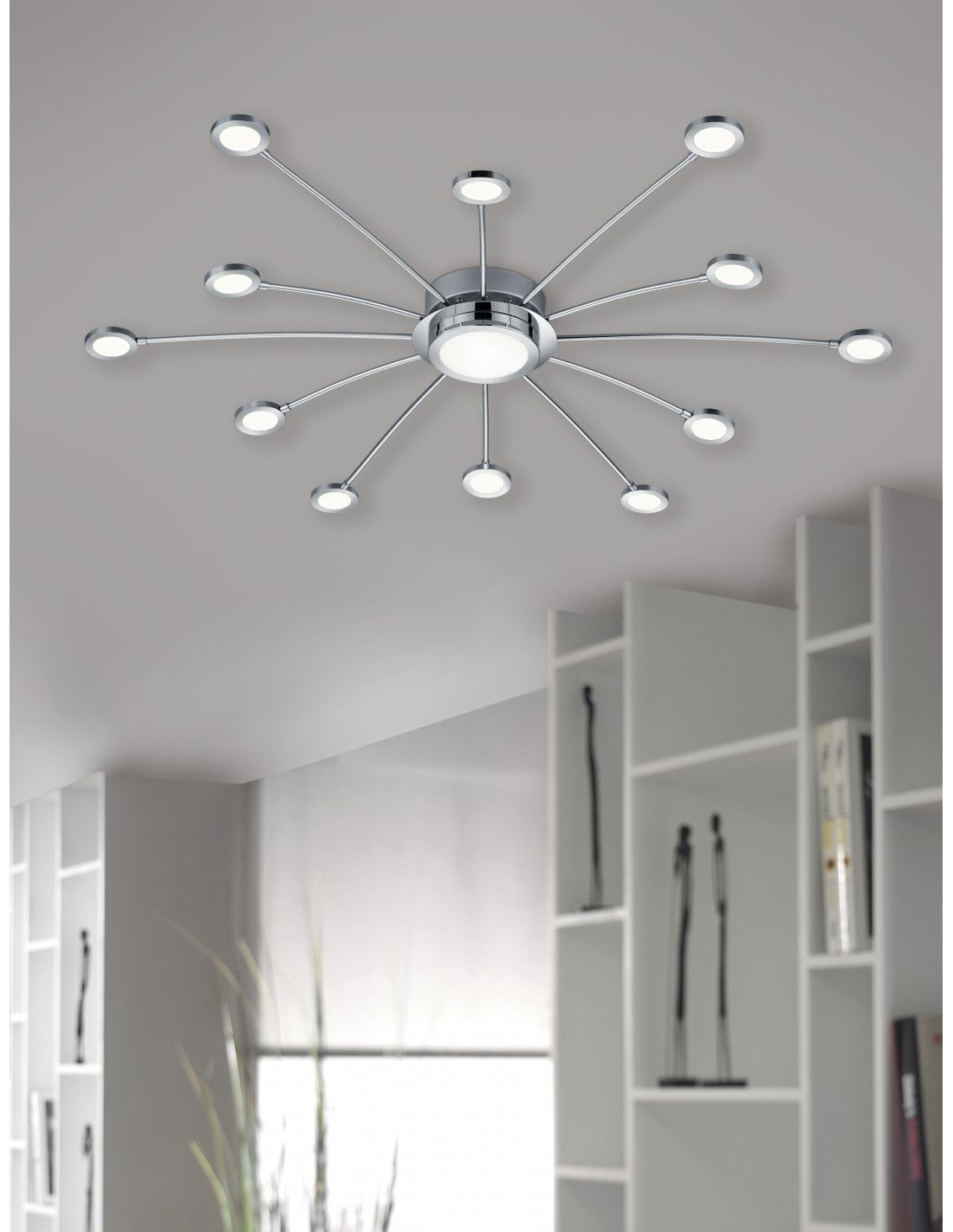 Lámpara de techo moderna 13 LED regulables Bodrum Ø100 cm Cromo Trio Lighting
