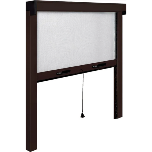 Mosquitera enrollable vertical para ventana aluminio marrón 140X170 cm