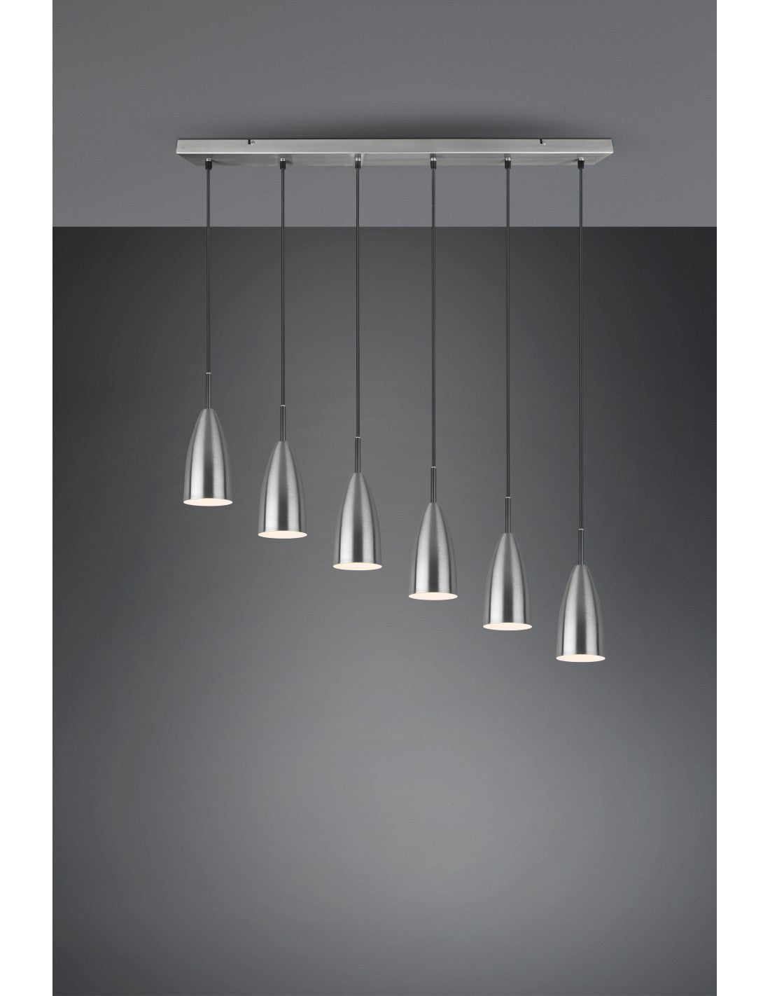 Lámpara De Araña Lineal Grande Isla Farin 6 Luces Nichel Trio Lighting