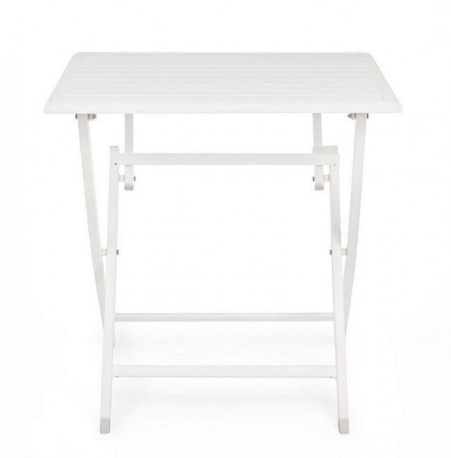 Mesa exterior plegable de aluminio ELIN blanco 70x70x h71 cm