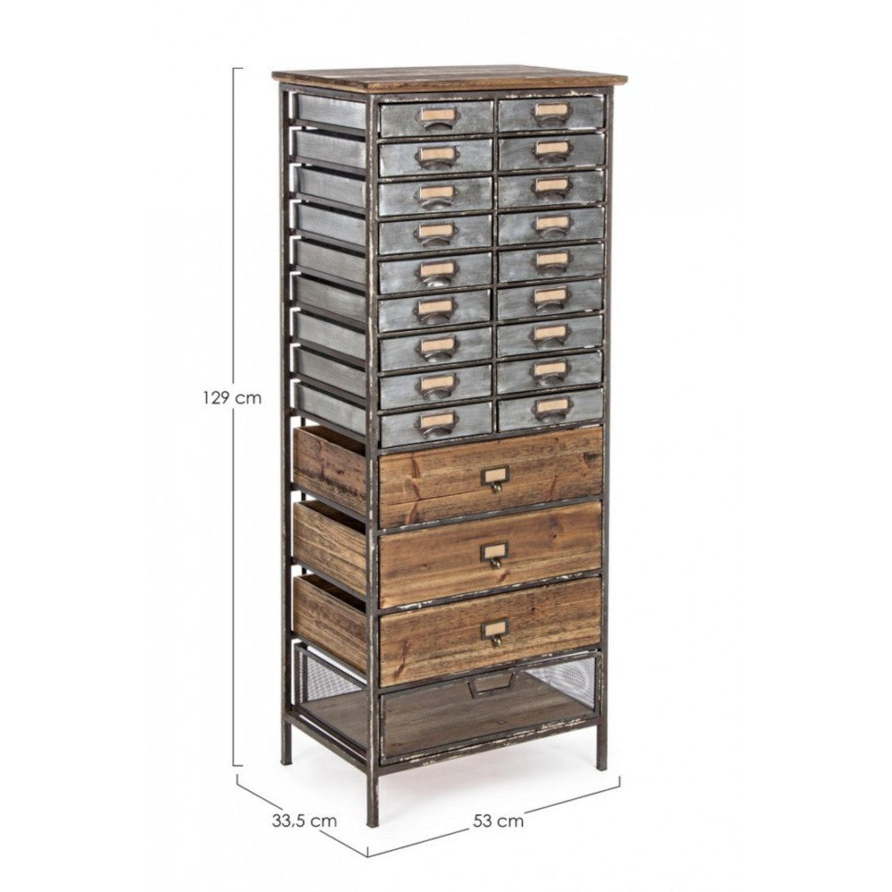 Cómoda OFFICINA en acero y madera 129,5h cm