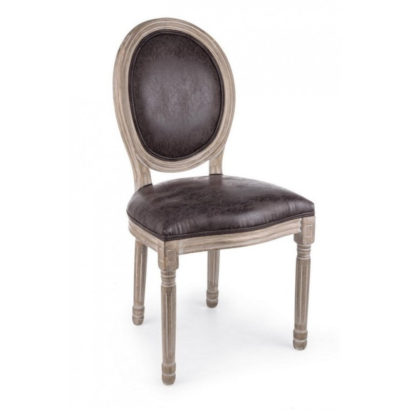 Silla MATHILDE de estilo clásico en madera revestida 96h cm
