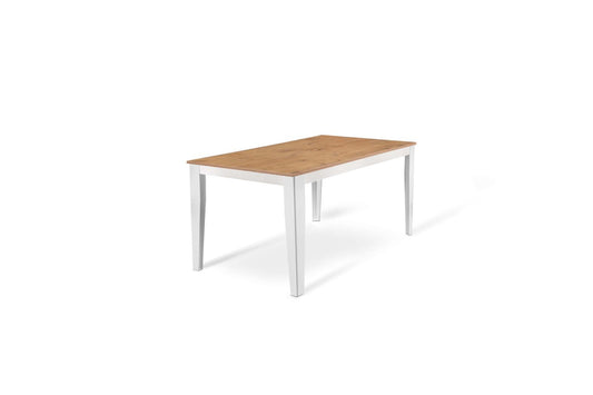 Mesa extensible roble-blanco 80 cm x 130-290 cm Alt. 76 cm