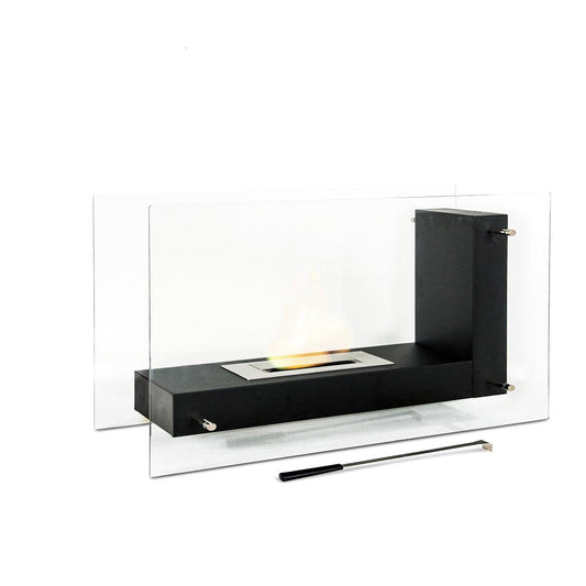 Biochimenea de diseño de suelo de bioetanol negro 80 x 31 x h 60 cm