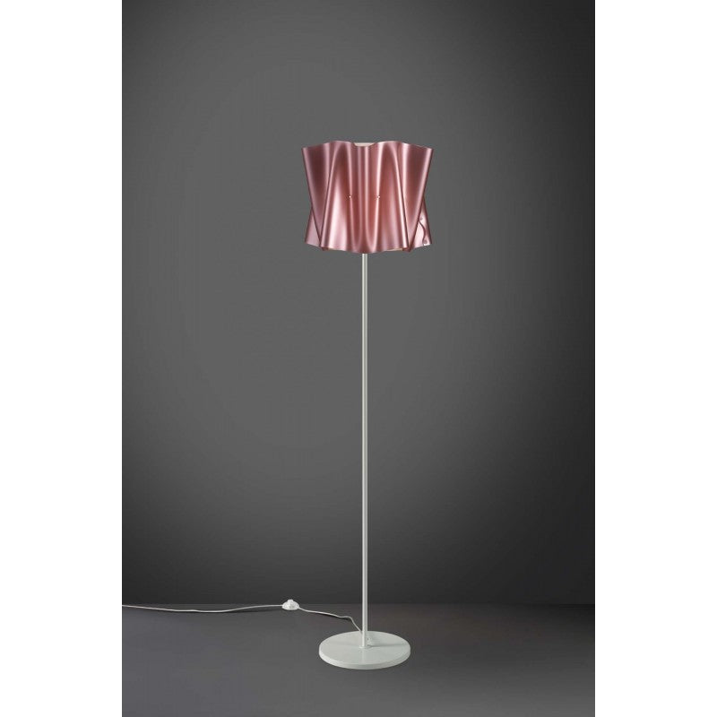 Lámpara de pie FOLIO con pie y pie de metal, pantalla rosa, diámetro 40x h164 cm