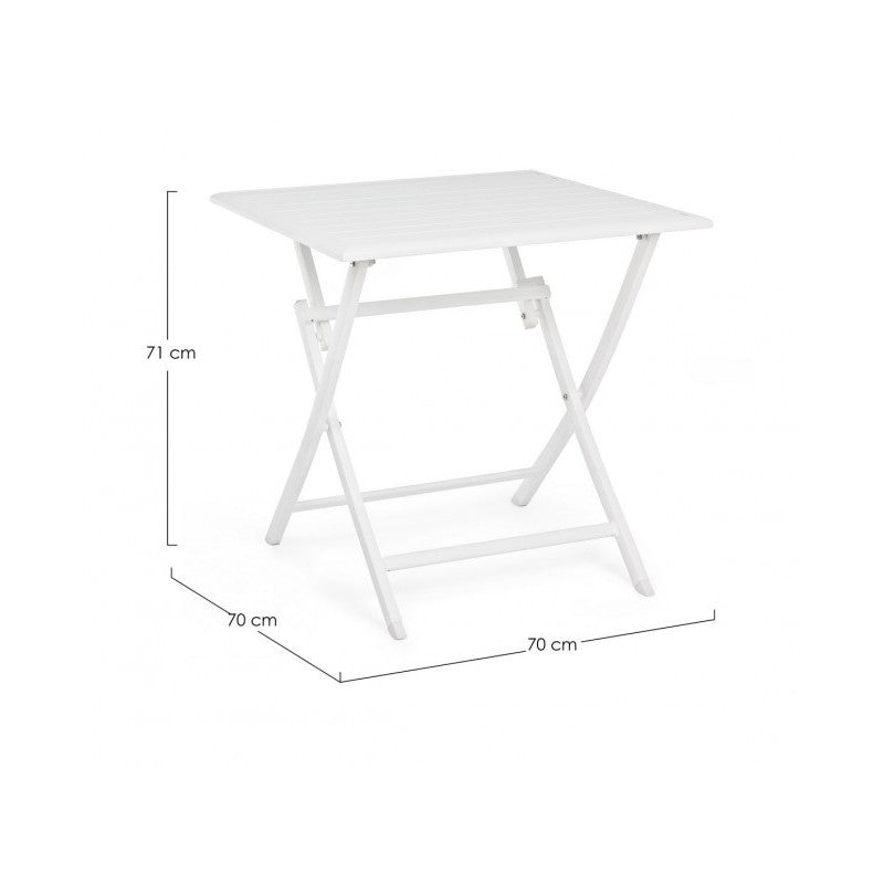 Mesa exterior plegable de aluminio ELIN blanco 70x70x h71 cm