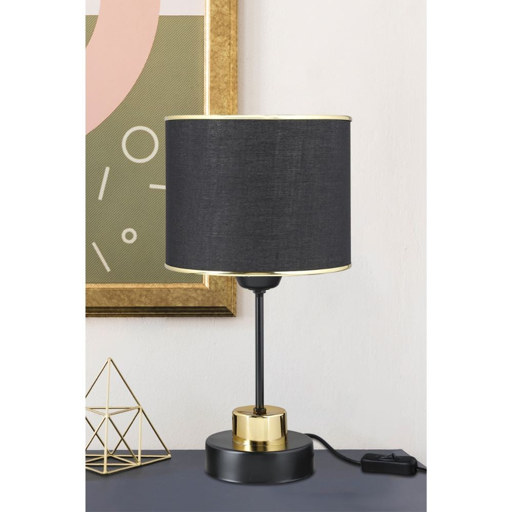 Lampada da tavolo metallo e paralume tessuto nero Arden ASZ1633 EFFEZ