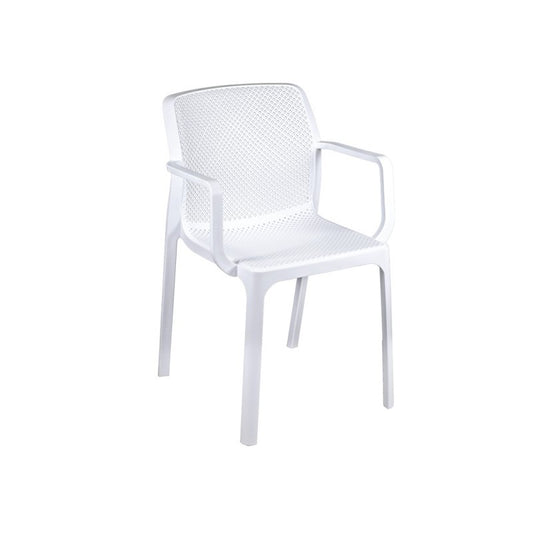 Silla De Jardín Polipropileno Con Apoyabrazos Blanco Dalian 46,5X53,5X H55 Cm
