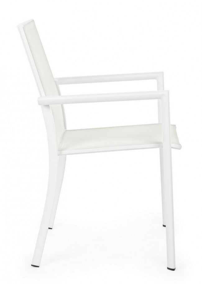 Silla Konnor aluminio blanco con reposabrazos