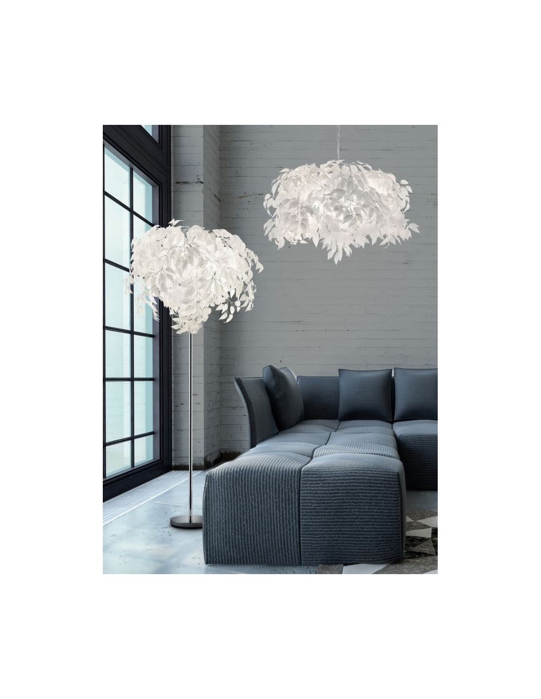 Araña 4 Luces Lavable Hojas Blancas Leavy Ø70 cm Trio Lighting