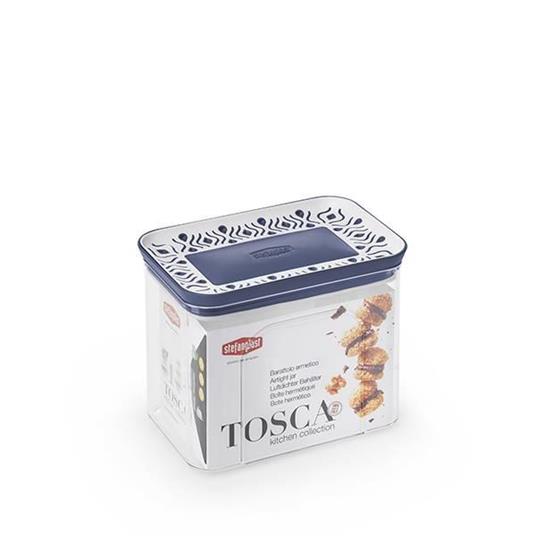 Tarro Hermético Rectangular Tosca 1,2 Lt Azul de Calidad Extra para Conservar Alimentos, Made in Italy.