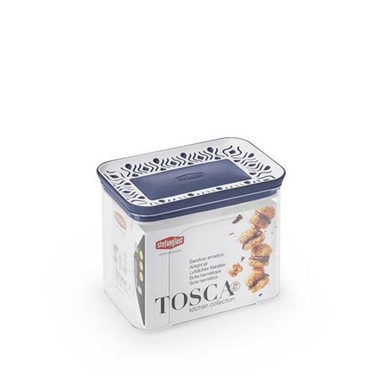 Tarro Hermético Rectangular Tosca 1,2 Lt Azul de Calidad Extra para Conservar Alimentos, Made in Italy.