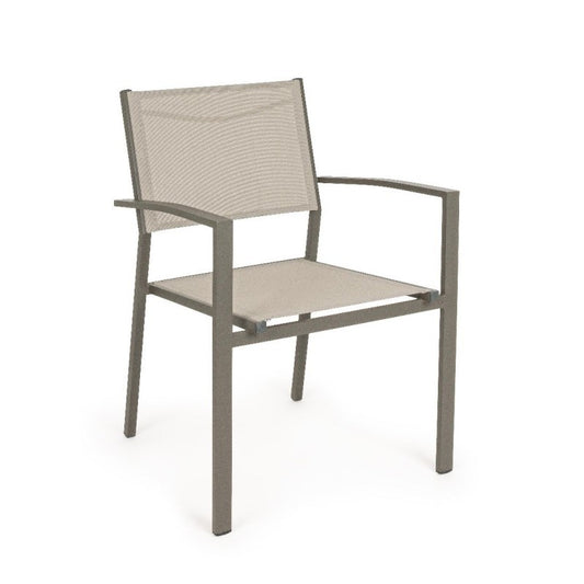 Silla De Exterior Con Apoyabrazos En Aluminio Antracita Hilla 57X60X H88 Cm
