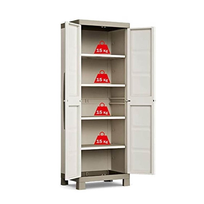 Armario multiusos con dos puertas y cuatro estantes Beige EXCELLENCE 89x54x h182 cm