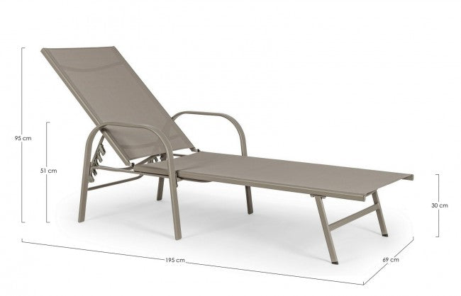 Tumbona Arent de acero y con reposabrazos gris tórtola 195 cm