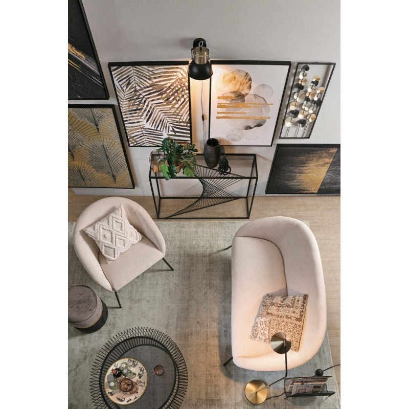 Aiko Velvet sofá acero terciopelo blanco 142 x 80 x 75 cm