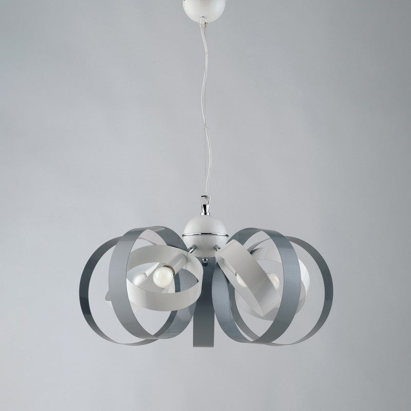 Lámpara colgante de hierro de cinco luces Blanco Gris 58x h26 cm