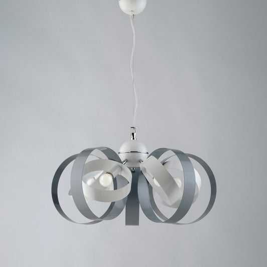 Lámpara colgante de hierro de cinco luces Blanco Gris 58x h26 cm