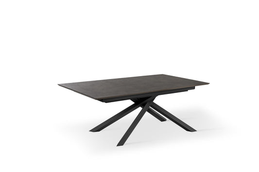 Mesa extensible con tapa óxido y patas negras 170/270x90x76h cm