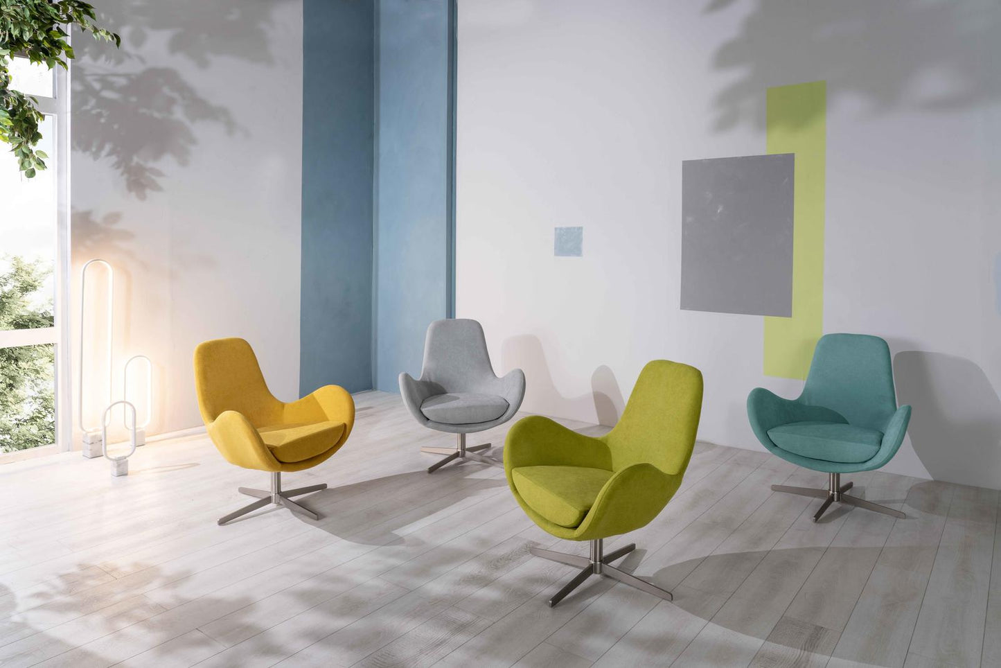 Sillón giratorio verde 64 cm x 72 cm Alt. 42 cm